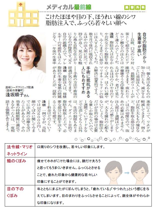 こけたほほや目の下 ほうれい線のシワ脂肪注入で ふっくら若々しい顔へ 医療法人cliniquej形成外科 医療法人クリニークj形成外科